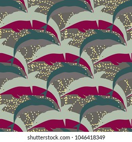 Seamless texture with a flock of dolphins under water, illustration for background