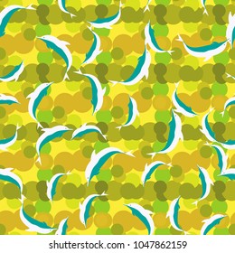 Seamless texture with a flock of dolphins under water, illustration for background