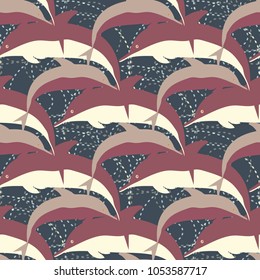 Seamless texture with a flock of dolphins under water, illustration for background