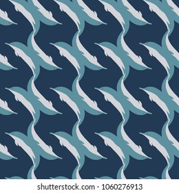 Seamless texture with a flock of dolphins under water, illustration for background