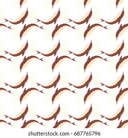 Seamless texture with a flock of dolphins under water, illustration for background