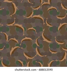 Seamless texture with a flock of dolphins under water, illustration for background