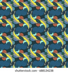 Seamless texture with a flock of dolphins under water, illustration for background