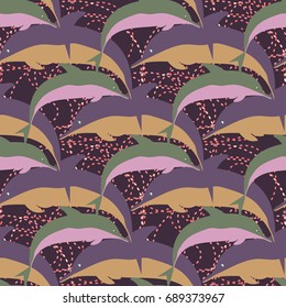 Seamless texture with a flock of dolphins under water, illustration for background