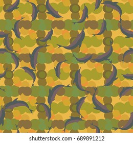 Seamless texture with a flock of dolphins under water, illustration for background