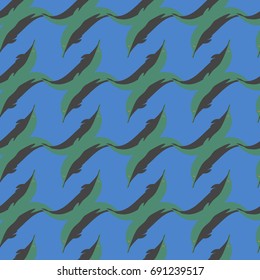 Seamless texture with a flock of dolphins under water, illustration for background