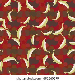 Seamless texture with a flock of dolphins under water, illustration for background