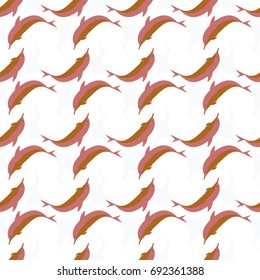 Seamless texture with a flock of dolphins under water, illustration for background