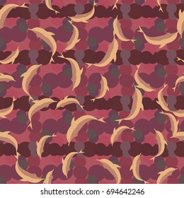 Seamless texture with a flock of dolphins under water, illustration for background