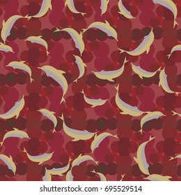 Seamless texture with a flock of dolphins under water, illustration for background