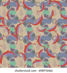 Seamless texture with a flock of dolphins under water, illustration for background