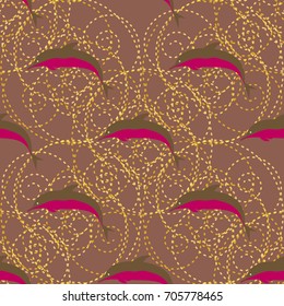 Seamless texture with a flock of dolphins under water, illustration for background