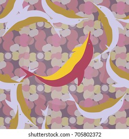 Seamless texture with a flock of dolphins under water, illustration for background