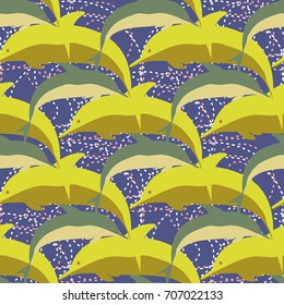 Seamless texture with a flock of dolphins under water, illustration for background