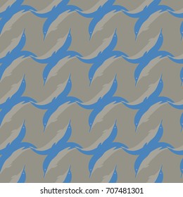 Seamless texture with a flock of dolphins under water, illustration for background