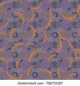 Seamless texture with a flock of dolphins under water, illustration for background