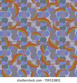 Seamless texture with a flock of dolphins under water, illustration for background