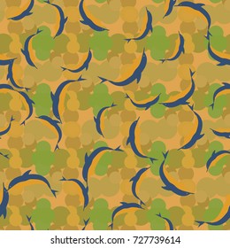 Seamless texture with a flock of dolphins under water, illustration for background