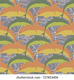 Seamless texture with a flock of dolphins under water, illustration for background