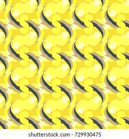 Seamless texture with a flock of dolphins under water, illustration for background