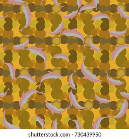 Seamless texture with a flock of dolphins under water, illustration for background