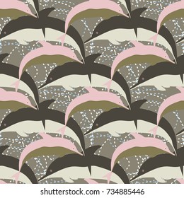 Seamless texture with a flock of dolphins under water, illustration for background