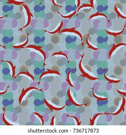 Seamless texture with a flock of dolphins under water, illustration for background