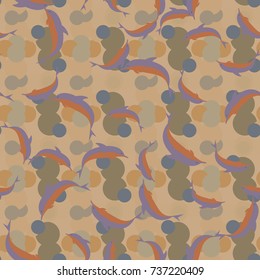 Seamless texture with a flock of dolphins under water, illustration for background