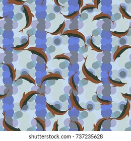 Seamless texture with a flock of dolphins under water, illustration for background