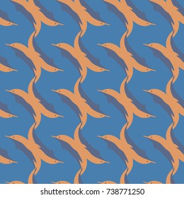 Seamless texture with a flock of dolphins under water, illustration for background