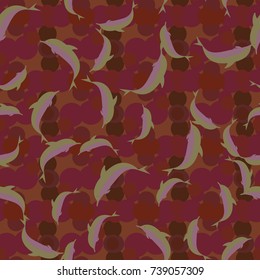 Seamless texture with a flock of dolphins under water, illustration for background