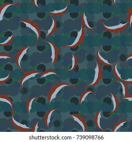 Seamless texture with a flock of dolphins under water, illustration for background