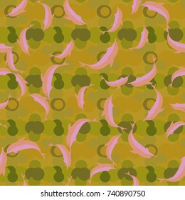 Seamless texture with a flock of dolphins under water, illustration for background