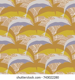 Seamless texture with a flock of dolphins under water, illustration for background