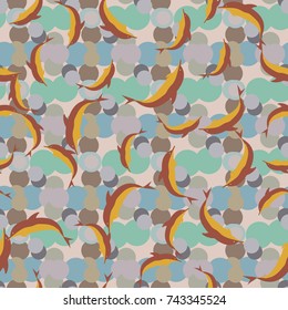Seamless texture with a flock of dolphins under water, illustration for background