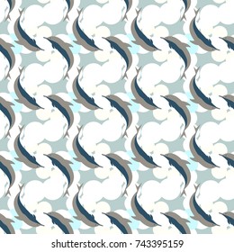 Seamless texture with a flock of dolphins under water, illustration for background