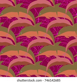 Seamless texture with a flock of dolphins under water, illustration for background