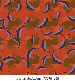 Seamless texture with a flock of dolphins under water, illustration for background