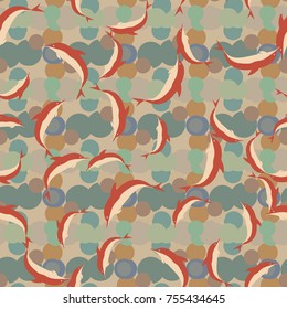 Seamless texture with a flock of dolphins under water, illustration for background