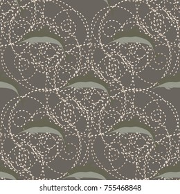 Seamless texture with a flock of dolphins under water, illustration for background