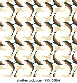 Seamless texture with a flock of dolphins under water, illustration for background