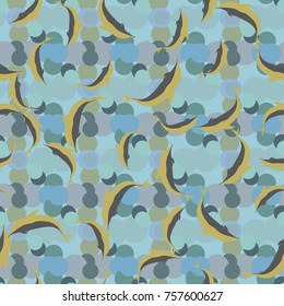 Seamless texture with a flock of dolphins under water, illustration for background