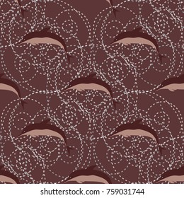Seamless texture with a flock of dolphins under water, illustration for background