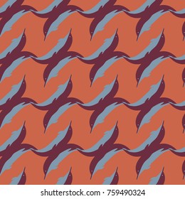 Seamless texture with a flock of dolphins under water, illustration for background