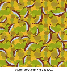 Seamless texture with a flock of dolphins under water, illustration for background