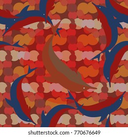 Seamless texture with a flock of dolphins under water, illustration for background