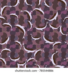 Seamless texture with a flock of dolphins under water, illustration for background
