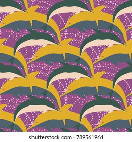 Seamless texture with a flock of dolphins under water, illustration for background