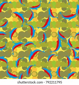 Seamless texture with a flock of dolphins under water, illustration for background