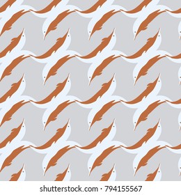 Seamless texture with a flock of dolphins under water, illustration for background